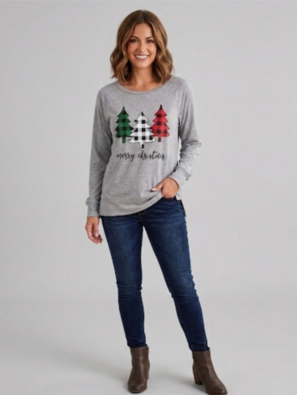 Modern Canvas Christmas Long Sleeve Shirt Size Small S Festive Holiday T-shirt